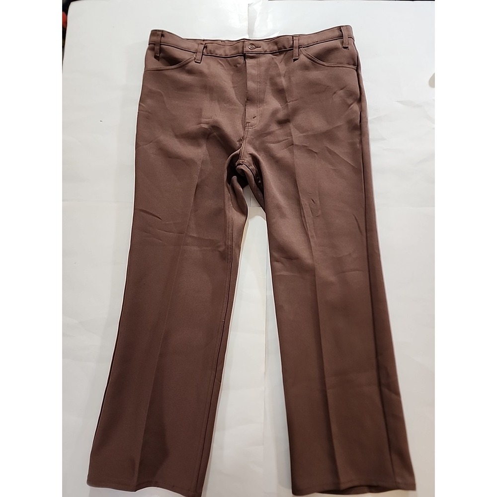 VTG Levi's Polyester‎ Pants Men's 44 x 30 Brown Scovill Zipper Black Tab 70s 80s